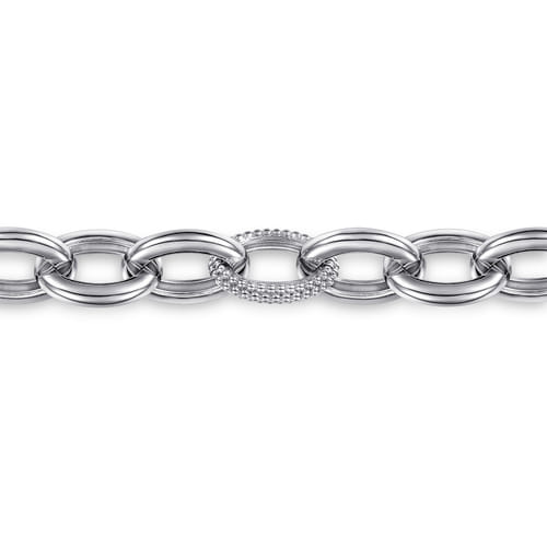 925 Sterling Silver Bujukan Beaded Link Chain Bracelet