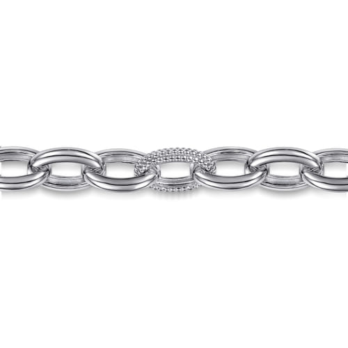 925 Sterling Silver Bujukan Beaded Link Chain Bracelet