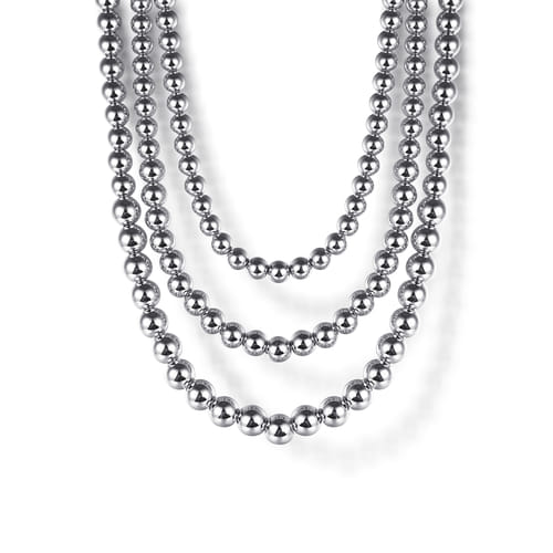 925 Sterling Silver Bujukan Beads Three Layered Necklace 925 Sterling Silver Bujukan Beads Three Layered Necklace