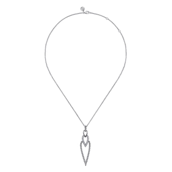 925 Sterling Silver Bujukan Beads and White Sapphire Pendant Drop Necklace angle 2