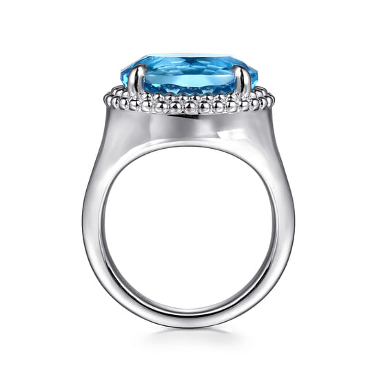925 Sterling Silver Bujukan Blue Topaz Signet Ring angle 2