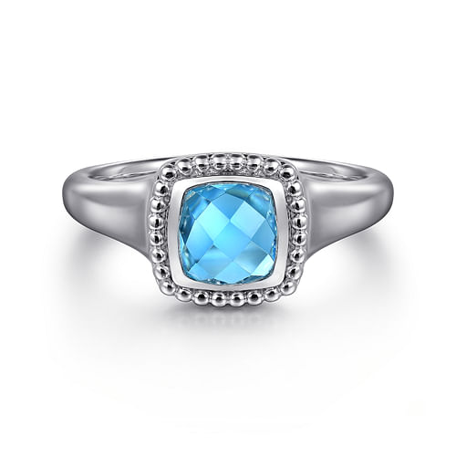 925 Sterling Silver Bujukan Blue Topaz Signet Ring