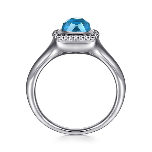 925 Sterling Silver Bujukan Blue Topaz Signet Ring