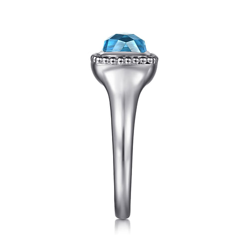 925 Sterling Silver Bujukan Blue Topaz Signet Ring