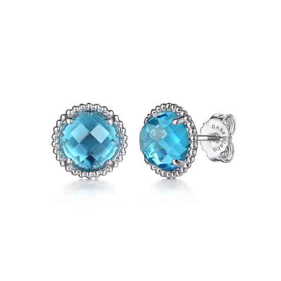 Gabriel - 925 Sterling Silver Bujukan Blue Topaz Stud Earrings