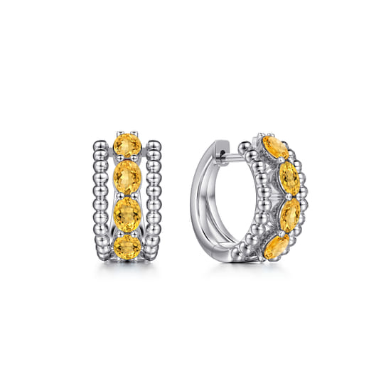 Gabriel - 925 Sterling Silver Bujukan Citrine Huggie Earrings
