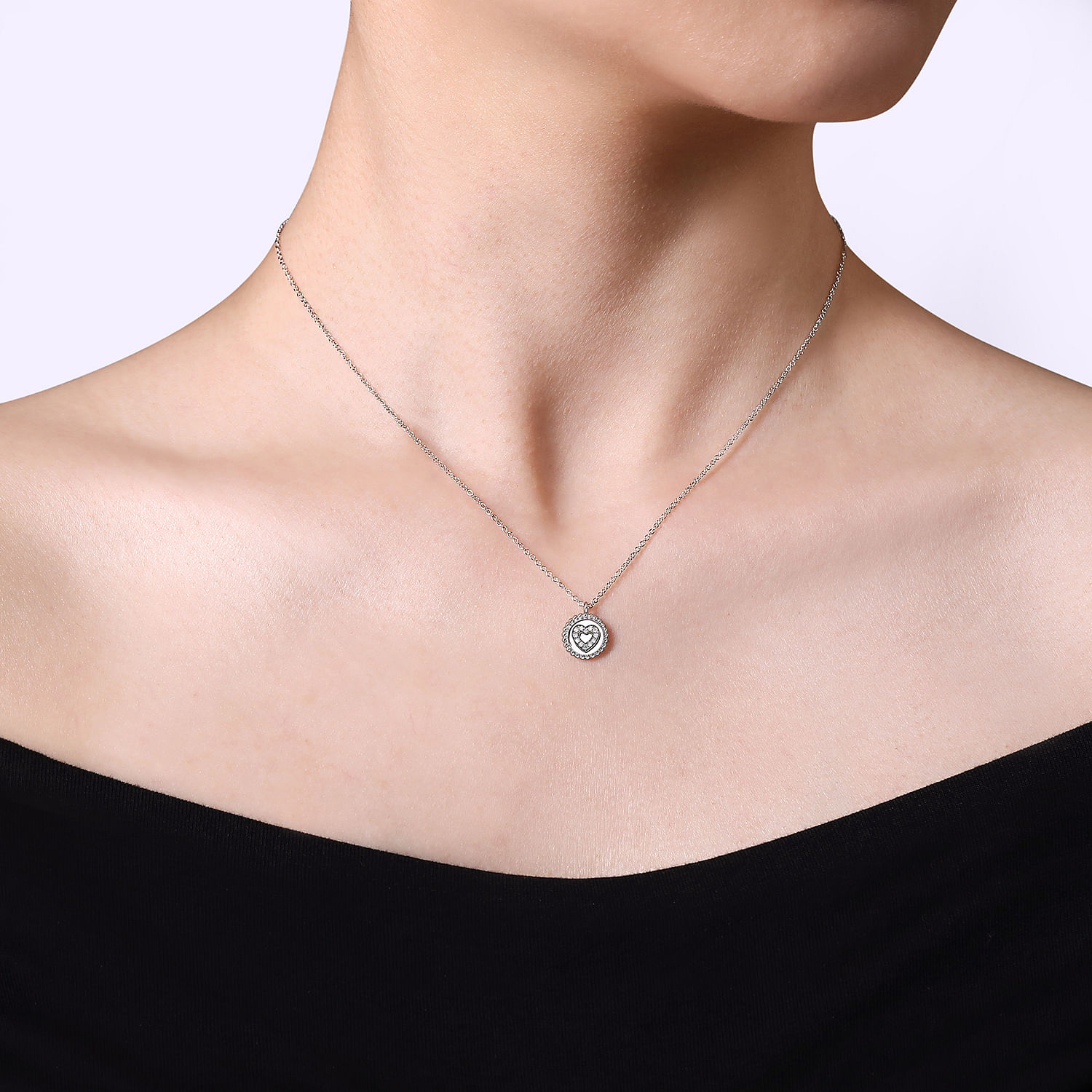 925 Sterling Silver Bujukan Diamond Heart Pendant Necklace