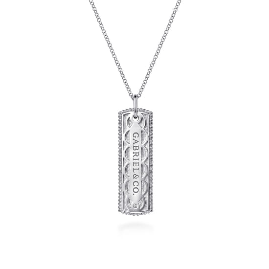 925 Sterling Silver Bujukan Diamond ID Necklace angle 2