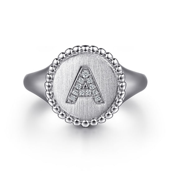 Gabriel - 925 Sterling Silver Bujukan Diamond Initial A Signet Ring