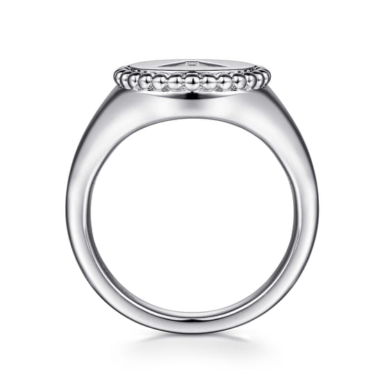 925 Sterling Silver Bujukan Diamond Initial A Signet Ring angle 2