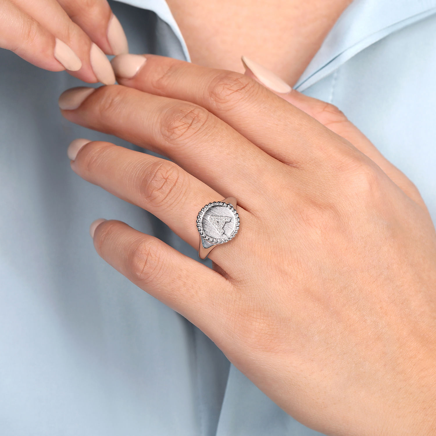 925 Sterling Silver Bujukan Diamond Initial A Signet Ring