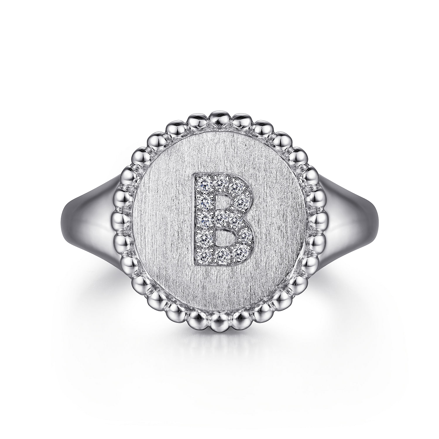 Gabriel - 925 Sterling Silver Bujukan Diamond Initial B Signet Ring
