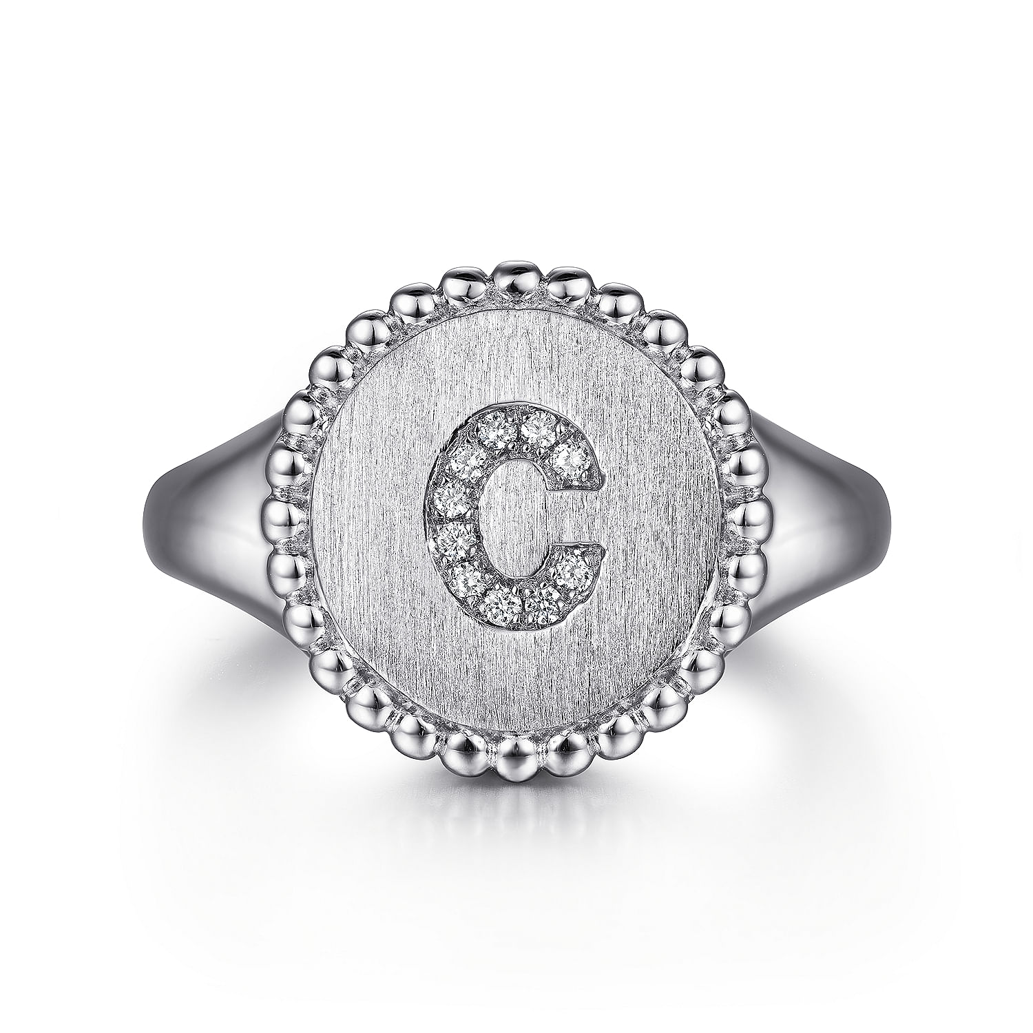 Gabriel - 925 Sterling Silver Bujukan Diamond Initial C Signet Ring