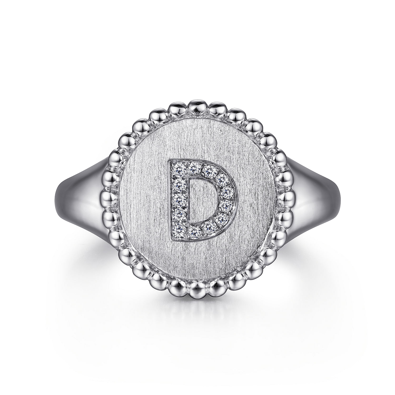 Gabriel - 925 Sterling Silver Bujukan Diamond Initial D Signet Ring