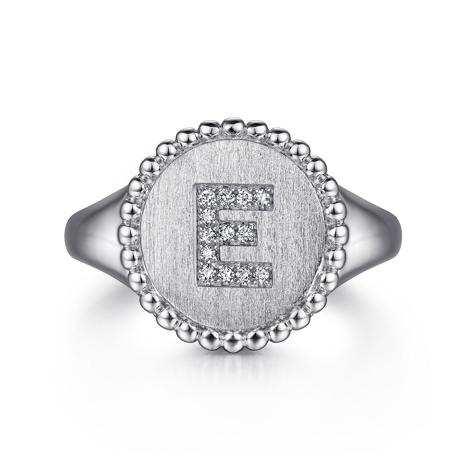 Gabriel - 925 Sterling Silver Bujukan Diamond Initial E Signet Ring