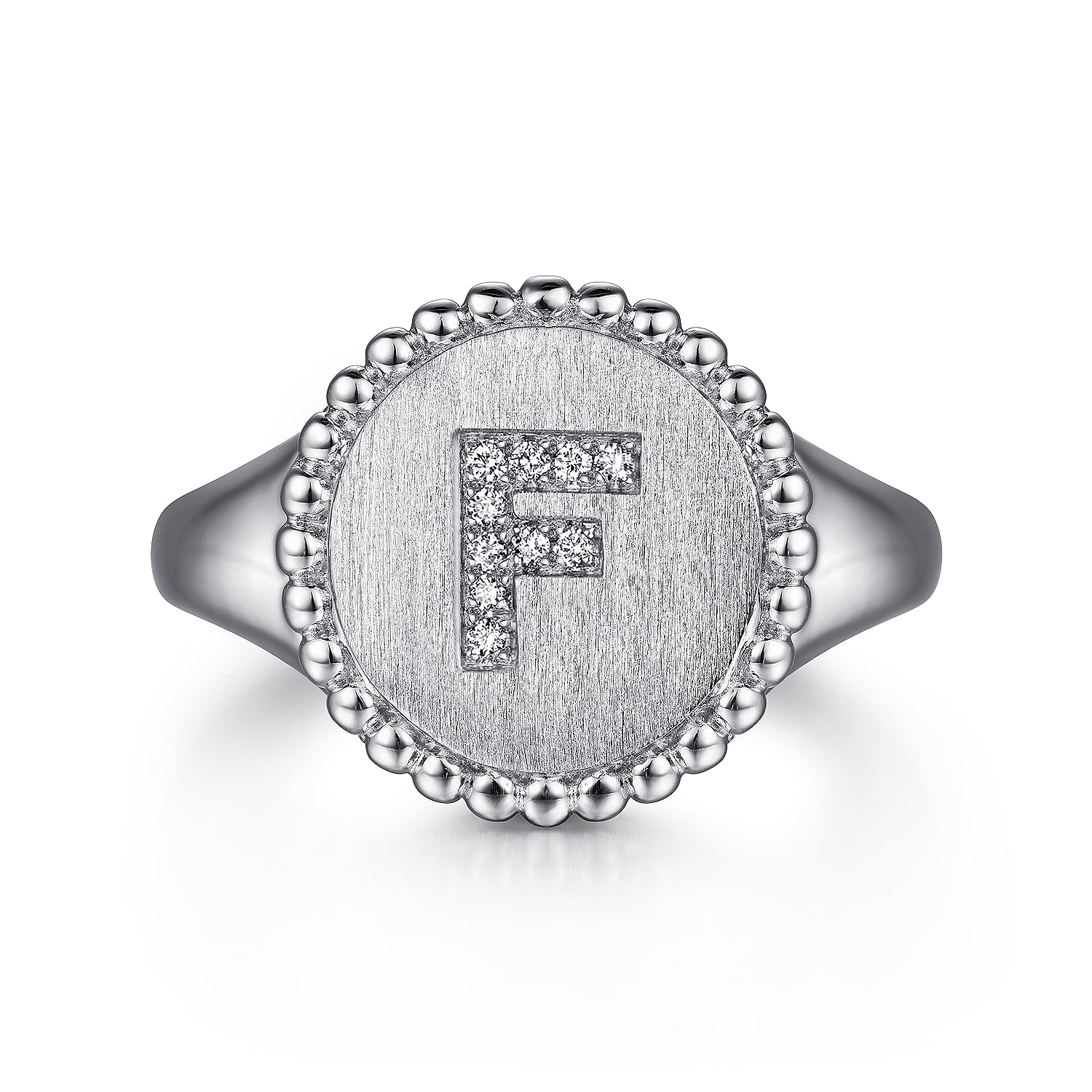925 Sterling Silver Bujukan Diamond Initial F Signet Ring