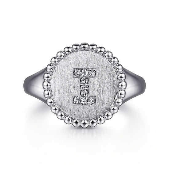 Gabriel - 925 Sterling Silver Bujukan Diamond Initial I Signet Ring