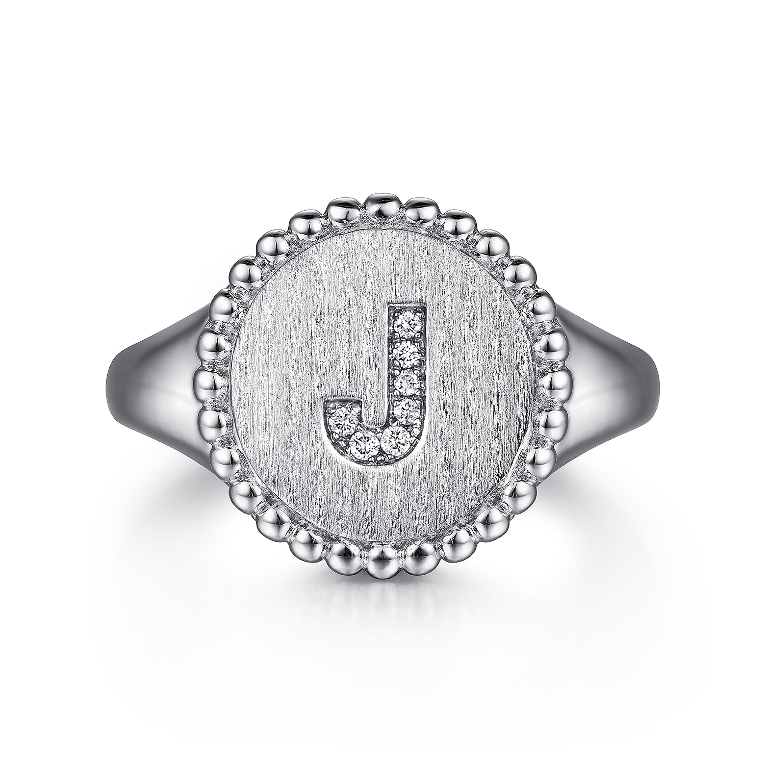 925 Sterling Silver Bujukan Diamond Initial J Signet Ring