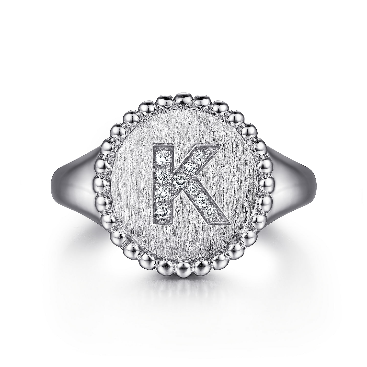 925 Sterling Silver Bujukan Diamond Initial K Signet Ring