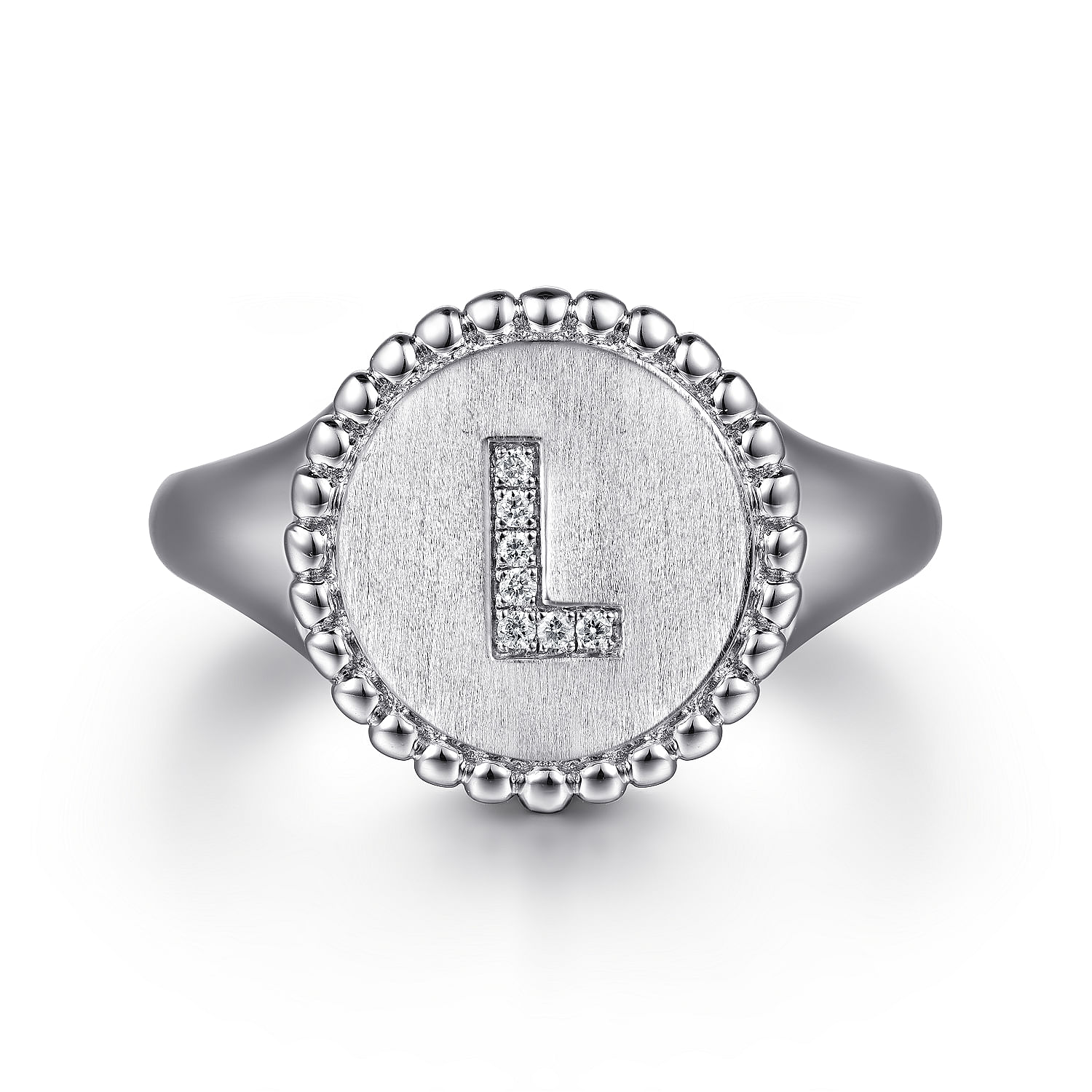 925 Sterling Silver Bujukan Diamond Initial L Signet Ring