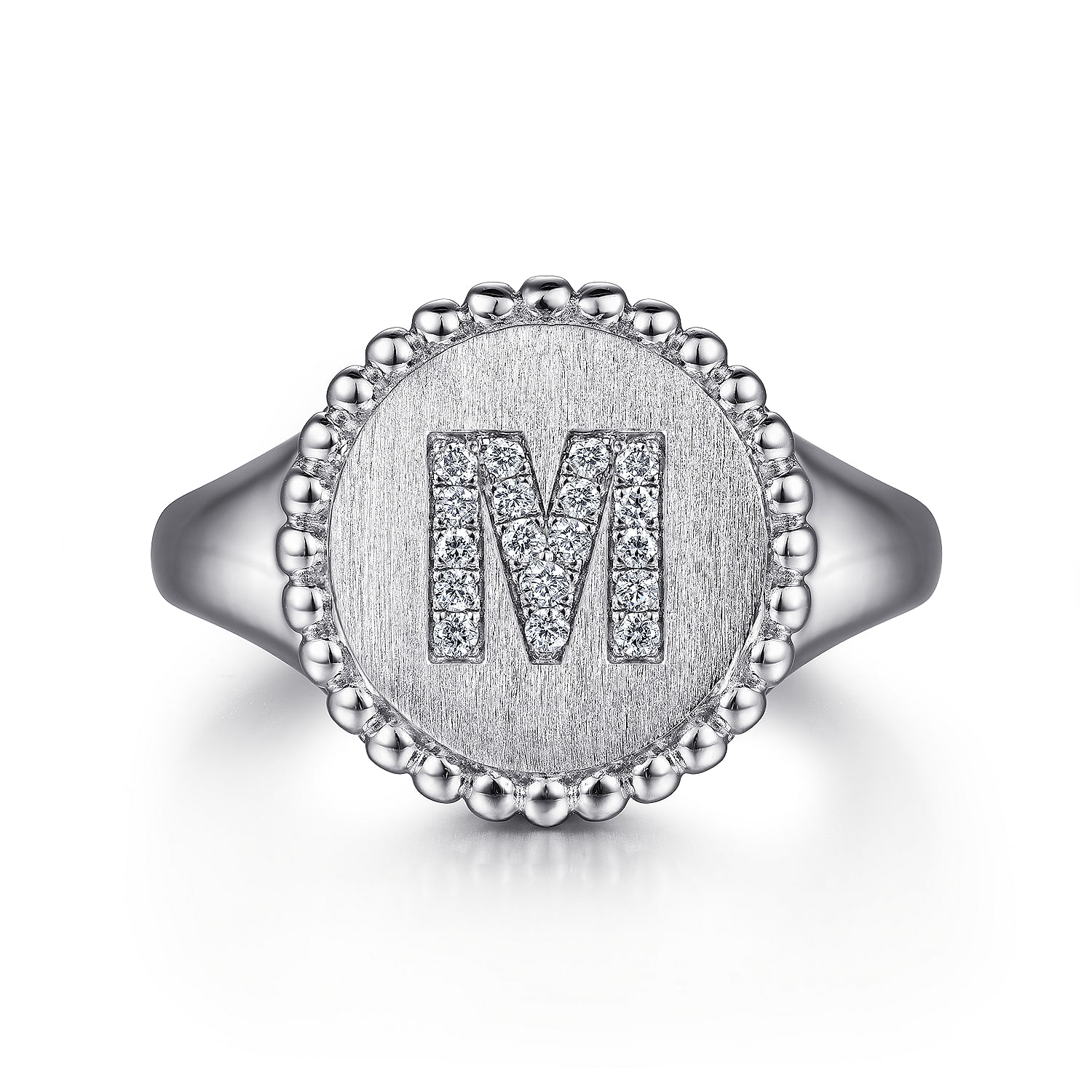 Gabriel - 925 Sterling Silver Bujukan Diamond Initial M Signet Ring