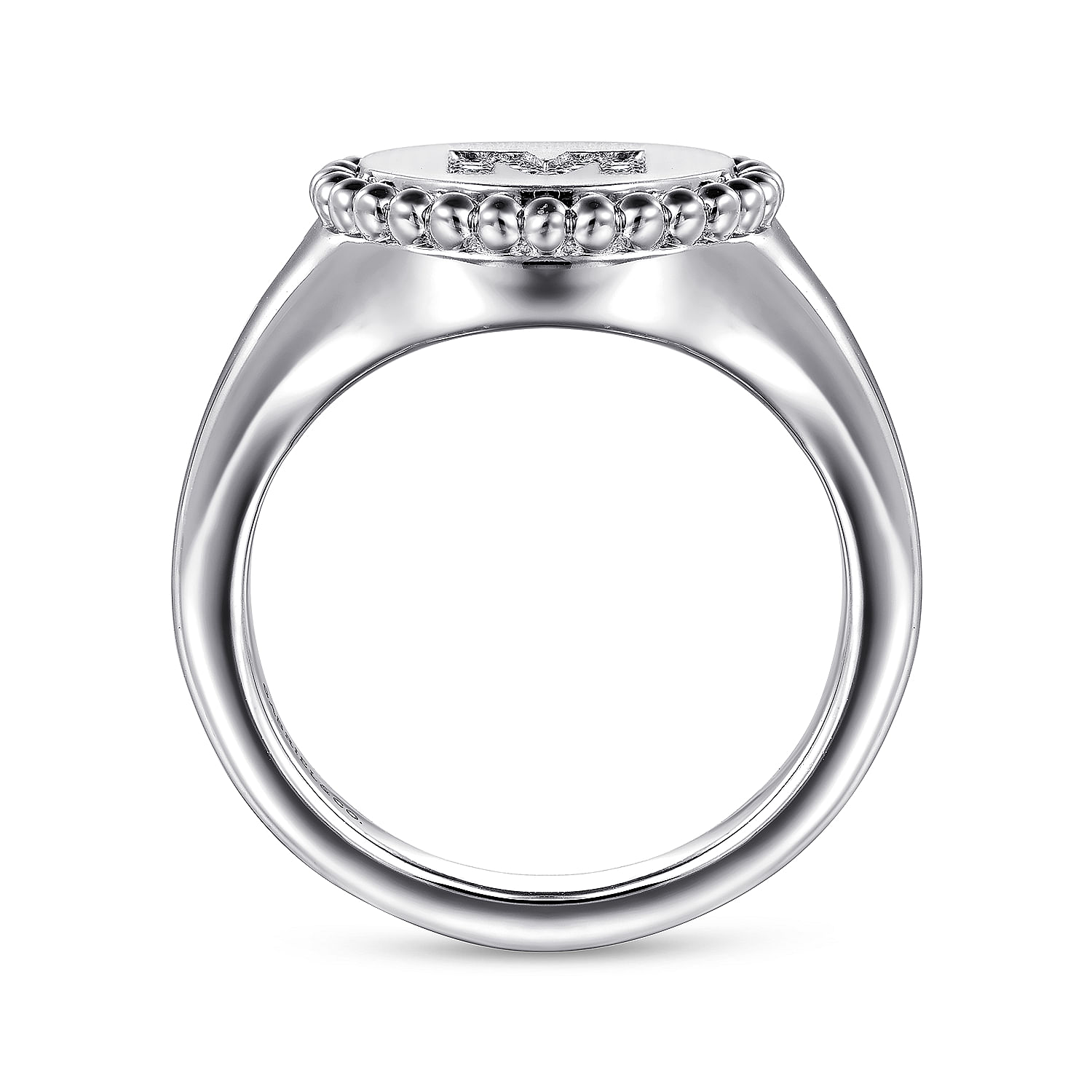 925 Sterling Silver Bujukan Diamond Initial M Signet Ring