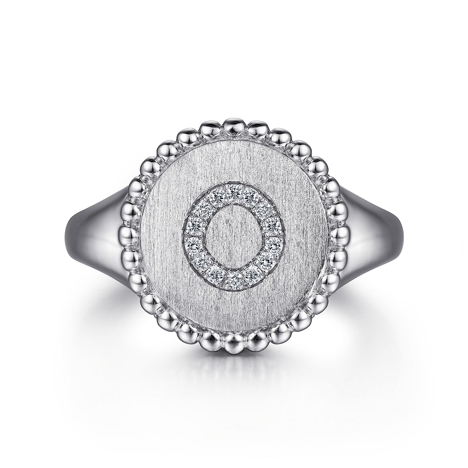 Gabriel - 925 Sterling Silver Bujukan Diamond Initial O Signet Ring