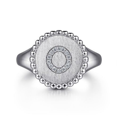 925 Sterling Silver Bujukan Diamond Initial O Signet Ring