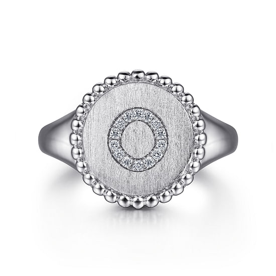 Gabriel - 925 Sterling Silver Bujukan Diamond Initial O Signet Ring