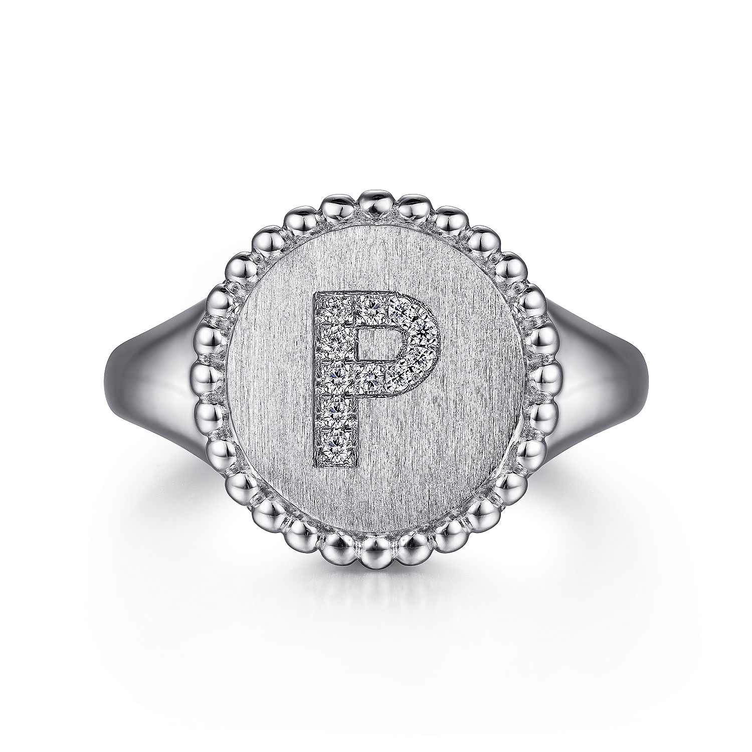 925 Sterling Silver Bujukan Diamond Initial P Signet Ring