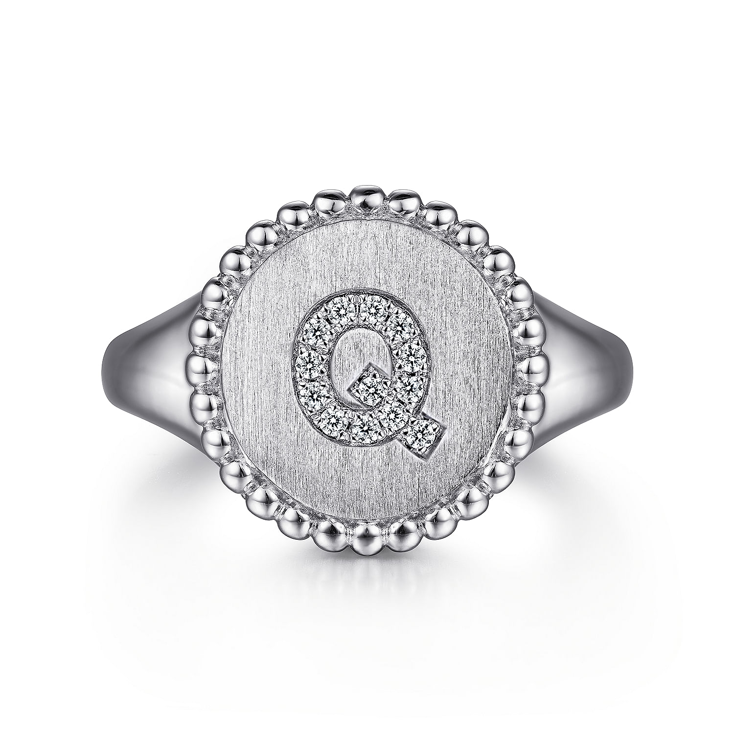 Gabriel - 925 Sterling Silver Bujukan Diamond Initial Q Signet Ring