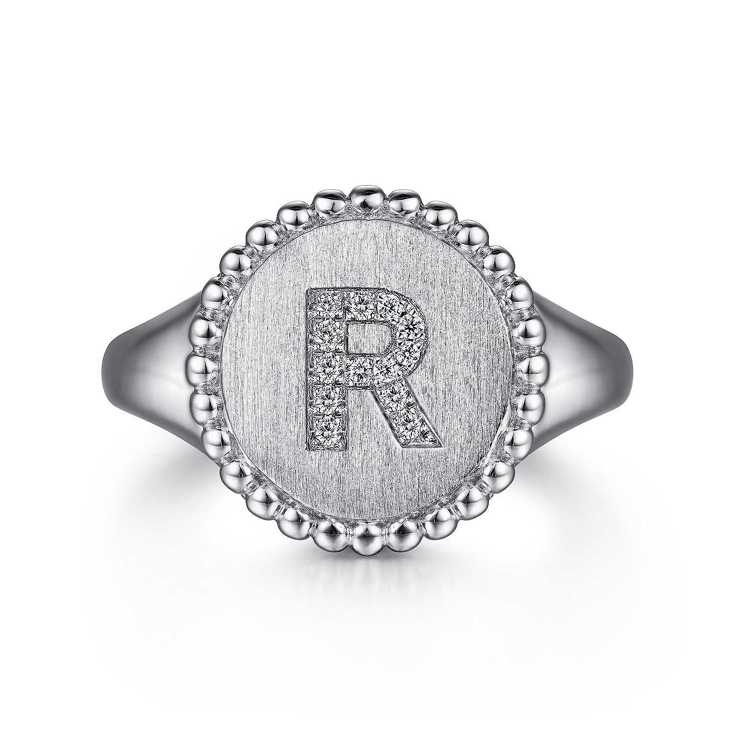 Gabriel - 925 Sterling Silver Bujukan Diamond Initial R Signet Ring