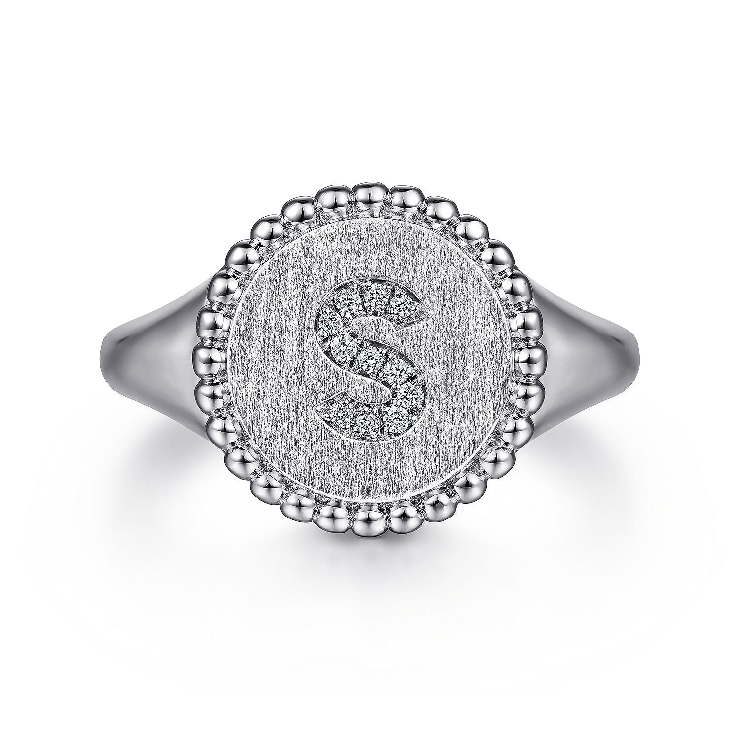 Gabriel - 925 Sterling Silver Bujukan Diamond Initial S Signet Ring