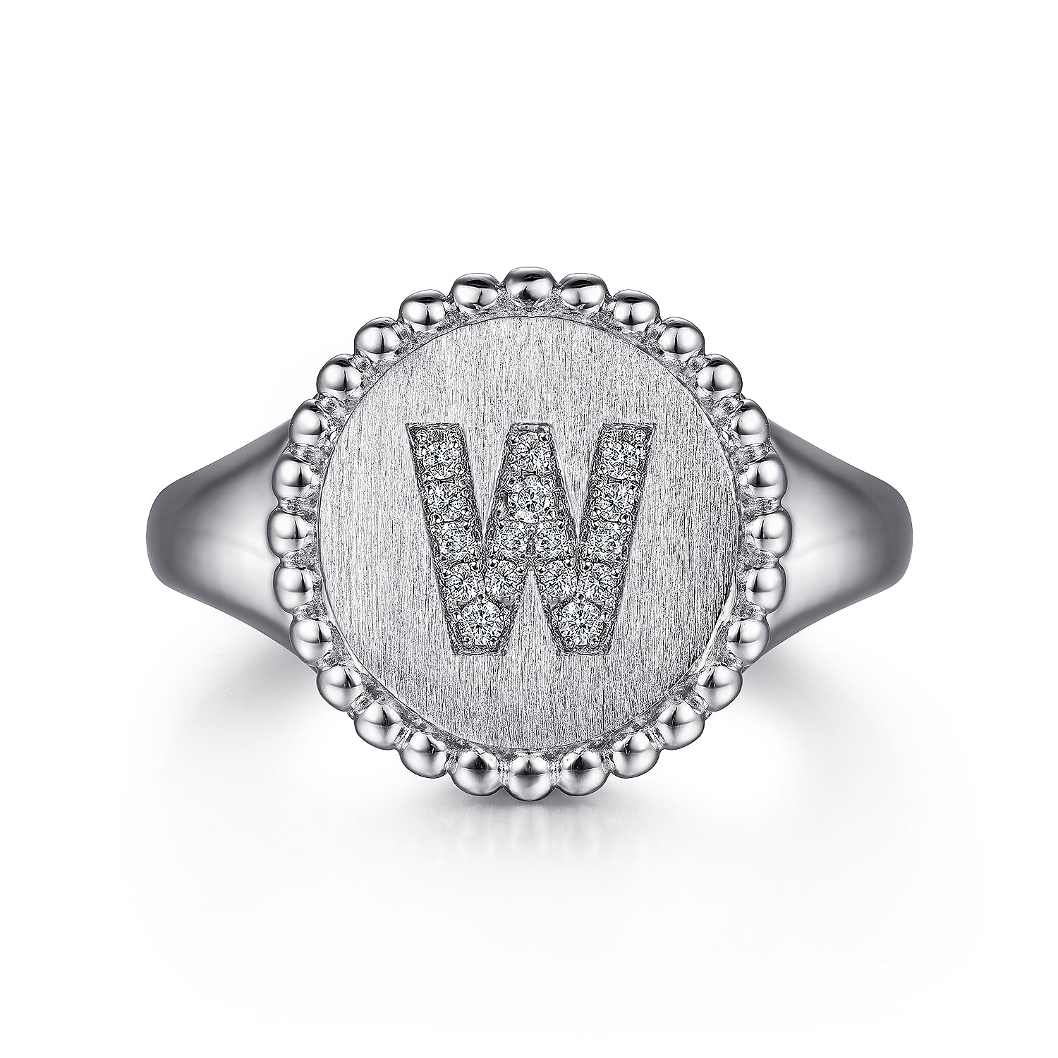 925 Sterling Silver Bujukan Diamond Initial W Signet Ring