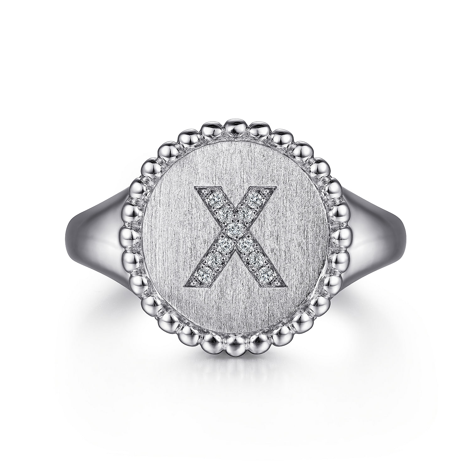 Gabriel - 925 Sterling Silver Bujukan Diamond Initial X Signet Ring