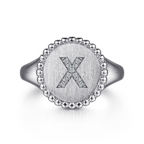 925 Sterling Silver Bujukan Diamond Initial X Signet Ring