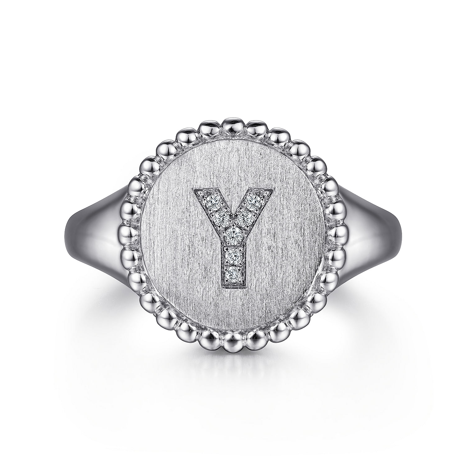 Gabriel - 925 Sterling Silver Bujukan Diamond Initial Y Signet Ring