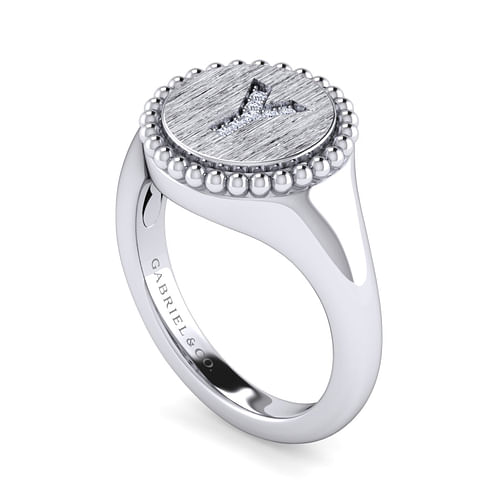 925 Sterling Silver Bujukan Diamond Initial Y Signet Ring