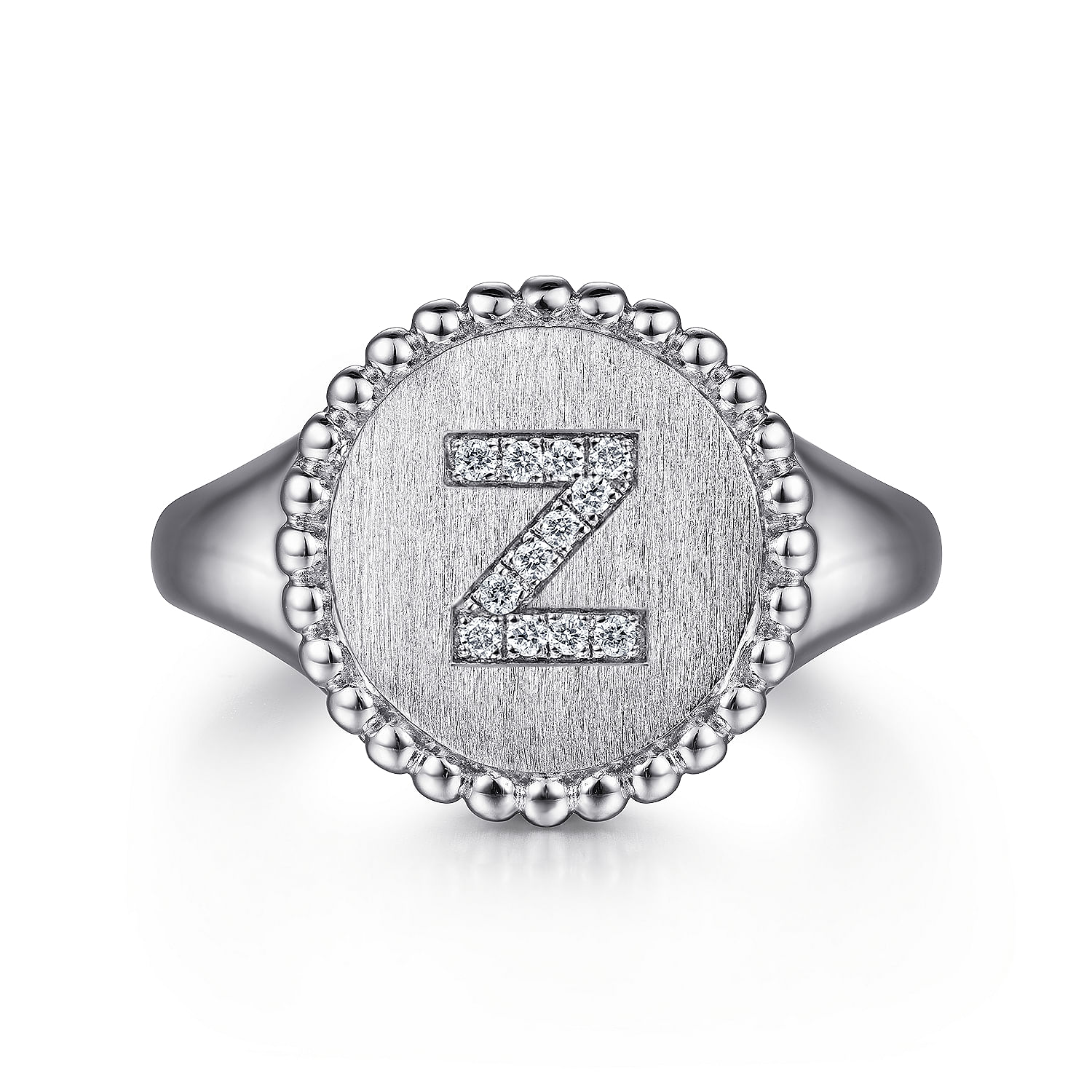 925 Sterling Silver Bujukan Diamond Initial Z Signet Ring