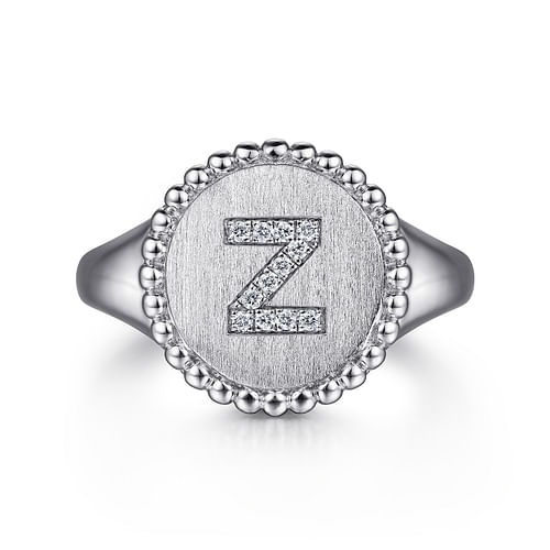 925 Sterling Silver Bujukan Diamond Initial Z Signet Ring