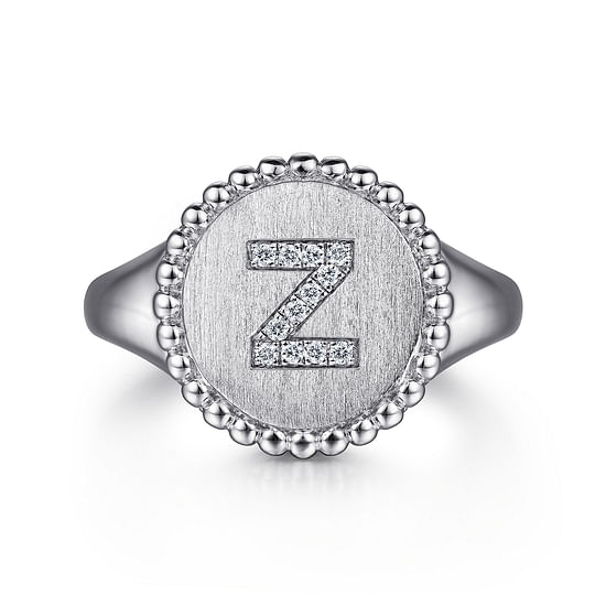 Gabriel - 925 Sterling Silver Bujukan Diamond Initial Z Signet Ring