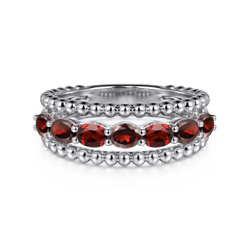 925 Sterling Silver Bujukan Garnet Easy Stackable Ring
