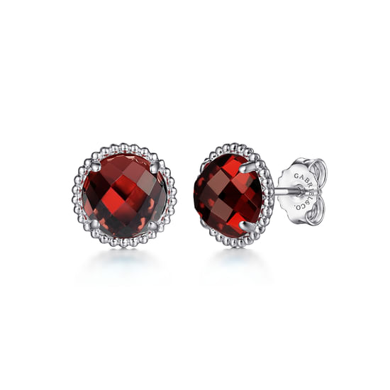 Gabriel - 925 Sterling Silver Bujukan Garnet Stud Earrings