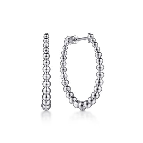 925 Sterling Silver Bujukan Graduated 30mm Classic Hoop Earrings
