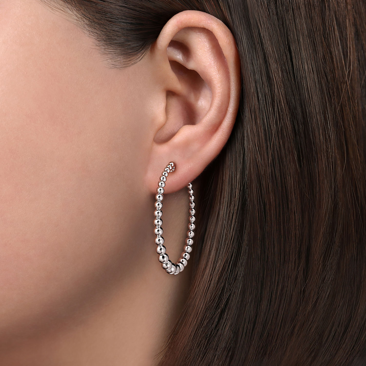 925 Sterling Silver Bujukan Graduated 40mm Classic Hoop Earrings