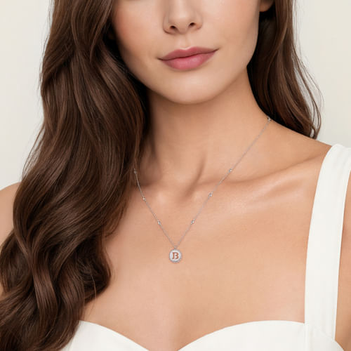 925 Sterling Silver Bujukan Initial B Medallion Pendant Necklace