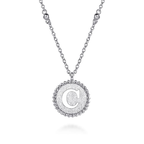 925 Sterling Silver Bujukan Initial C Medallion Pendant Necklace