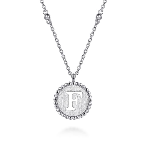 925 Sterling Silver Bujukan Initial F Medallion Pendant Necklace