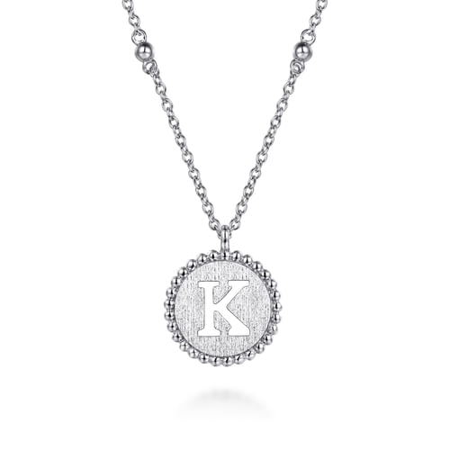 925 Sterling Silver Bujukan Initial K Medallion Pendant Necklace