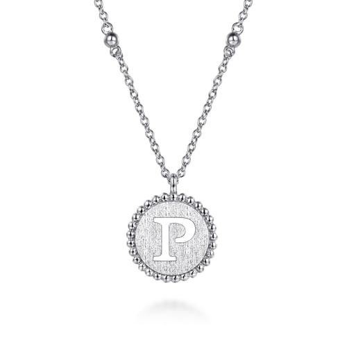 925 Sterling Silver Bujukan Initial P Medallion Pendant Necklace